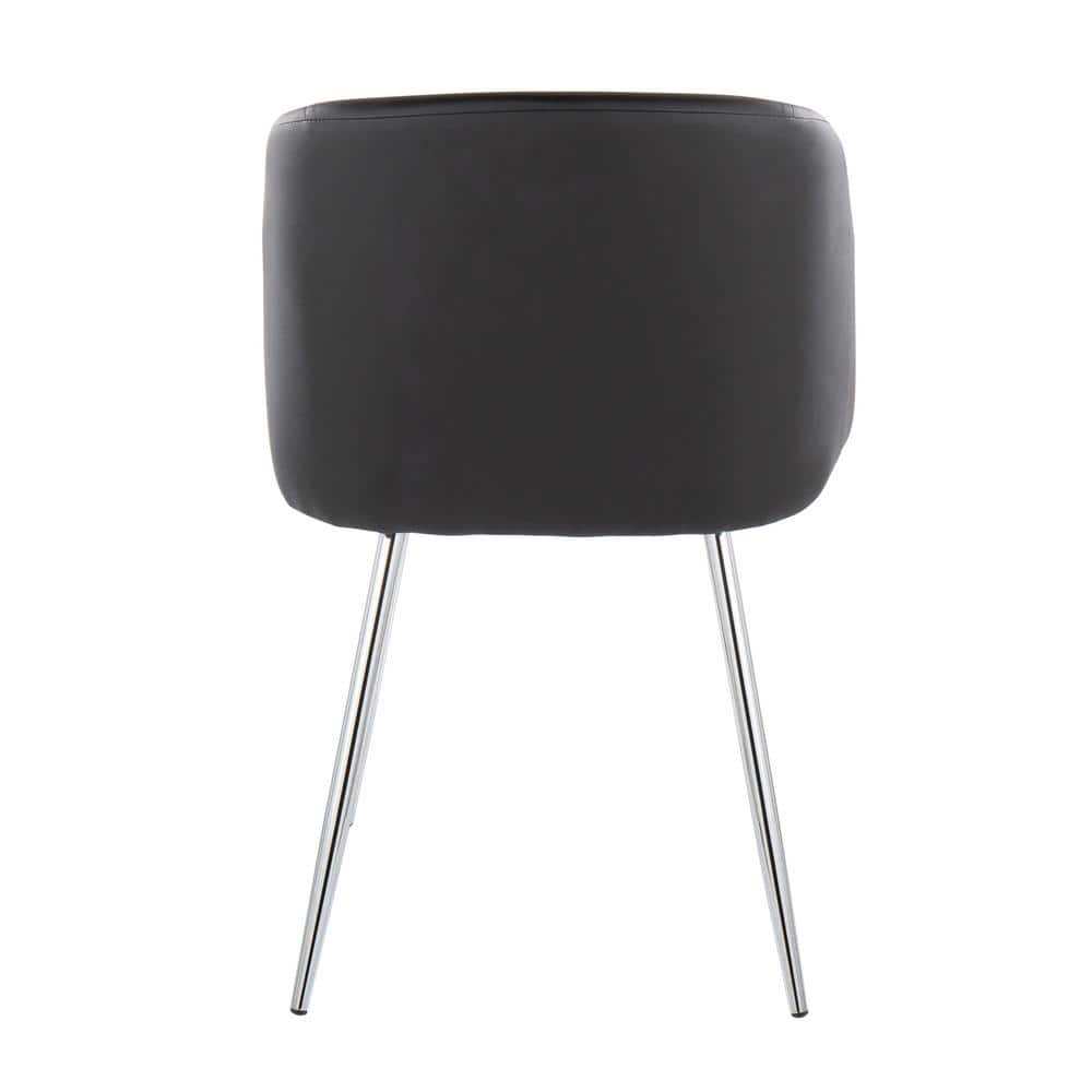 Set of 2 Black Faux Leather Upholstered Dining Chairs with Metal Legs