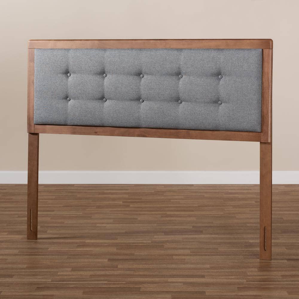 Walnut Brown Tufted Upholstered Queen Headboard
