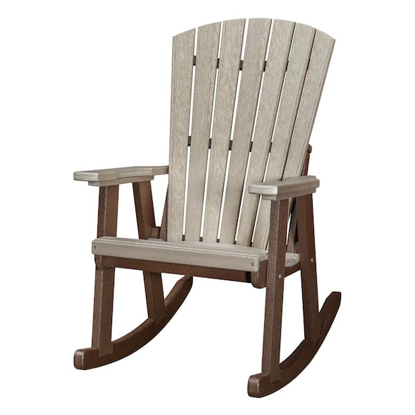 American Furniture Classics Adirondack Series Tudor Brown High Densisty Plastic Outdoor Rocking Chair