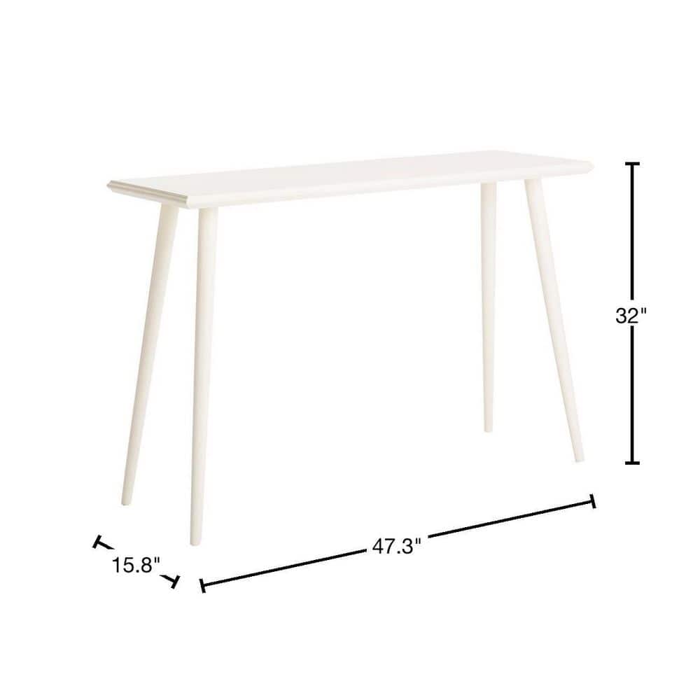 Transitional 47'' White Pine Wood Sleek Console Table