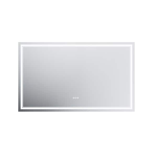 GQB 60 in. W x 36 in. H Rectangular Frameless Front Plus Backlit Dimmable LED Light Wall Bathroom Vanity Mirror W/ Anti-Fog
