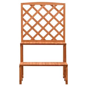 27.6 in. x 16.5 in. x 47.2 in. Orange Solid Fir Wood Plant Stand with Trellis