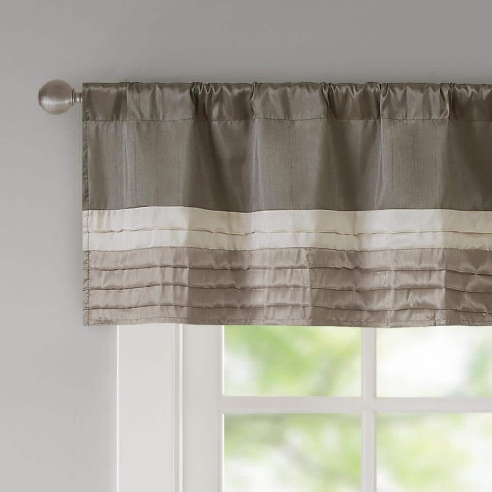 Natural Polyoni Pintuck Window Valance with Rod Pocket