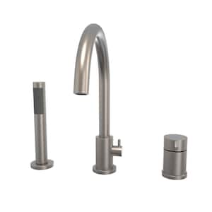 Keros Single-Handle Deck-Mounted Freestanding Tub Faucet with Hand Shower in Brushed Nickel