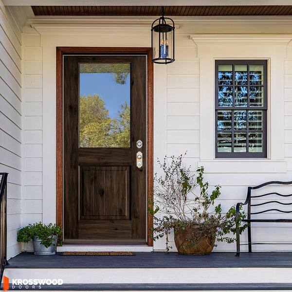 Krosswood Doors 32in.x80in. LH Half-Lite Clear Glass Black Stain