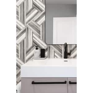 60.75 sq. ft. Cove Gray and Carrara Geo Inlay Paper Unpasted Wallpaper Roll