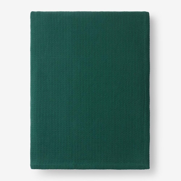 The Company Store Cotton Weave Dark Green Solid Queen Woven Blanket