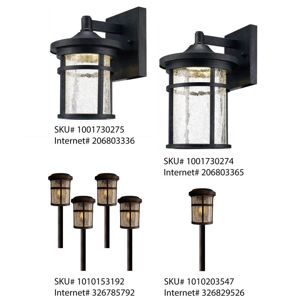 Aged Iron Medium Outdoor LED Lantern with Crackle Glass