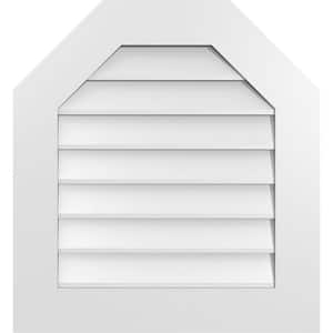 24 in. x 26 in. Octagonal Top Surface Mount PVC Gable Vent: Decorative with Standard Frame