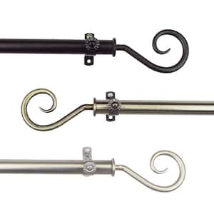 28 in. - 48 in. Telescoping Single Curtain Rod in Black with Curl Finial