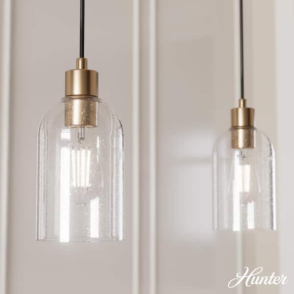 Lochmeade 60-Watt 1-Light Alturas Gold Island Mini Pendant Light with Clear Seeded Glass Shade, Bulb Not Included