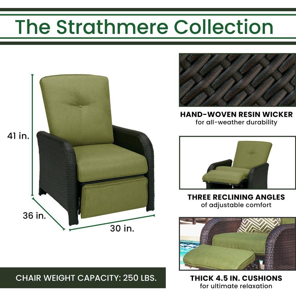 Cilantro Green Wicker and Steel Outdoor Reclining Lounge Chair