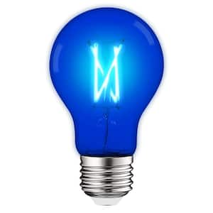 60-Watt Equivalent A19 Edison LED Blue Light Bulb, 4.5-Watt, Colored Glass Filament, UL, E26 Base, Indoor Outdoor