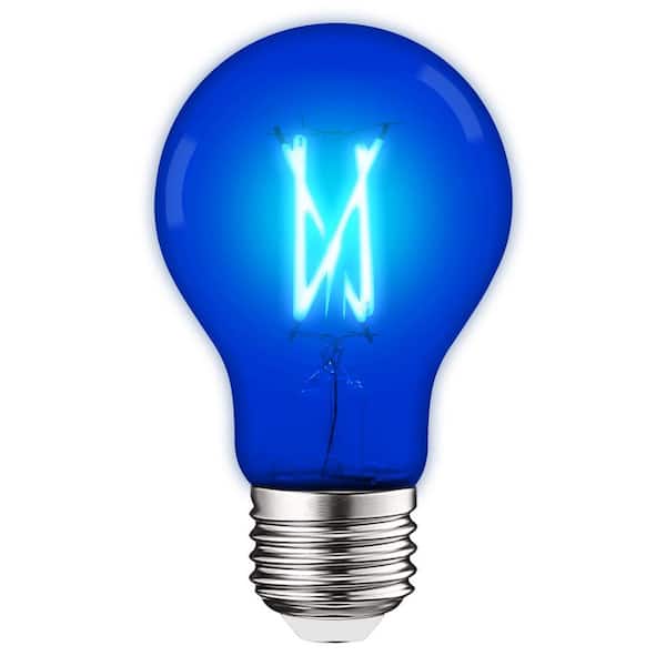 LUXRITE 60-Watt Equivalent A19 Edison LED Blue Light Bulb, 4.5-Watt, Colored Glass Filament, UL, E26 Base, Indoor Outdoor
