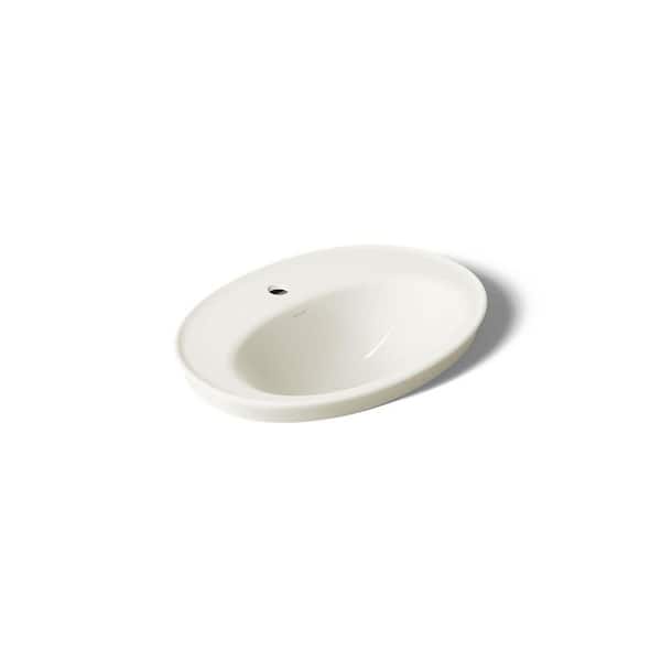 KOHLER Serif 22-1/4 in. Drop-In  Vitreous China Bathroom Sink in Biscuit with Overflow Drain