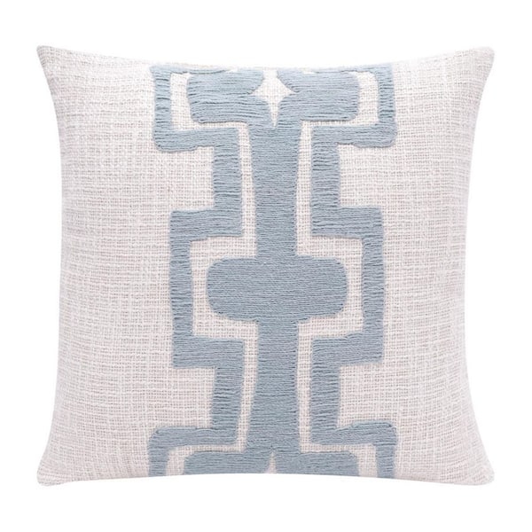 HomeRoots Blue, Ivory Geometric Polyester 20 in. x 20 in. Throw Pillow
