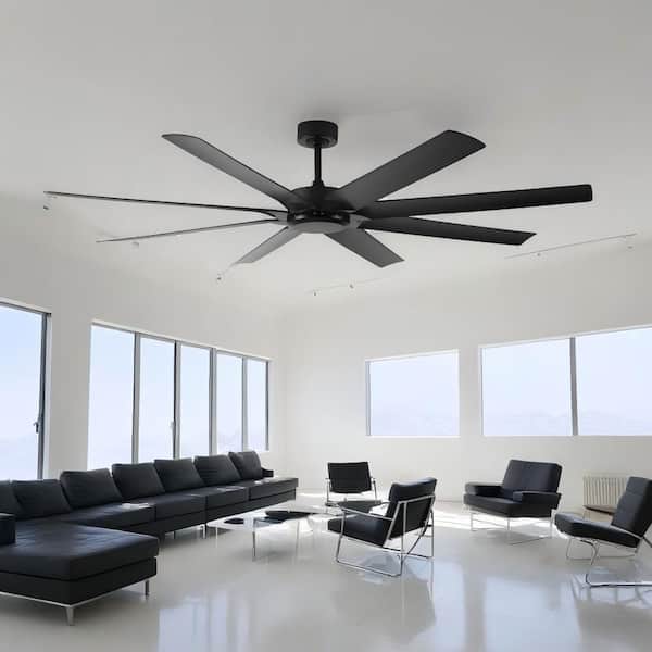 72 in. Indoor Black Industrial Downrod Mount Standard Ceiling Fan with Remote Control, Timer Function