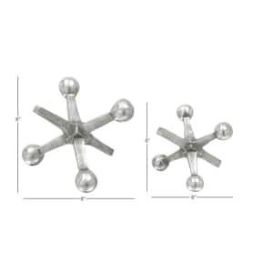 Silver Aluminum Jack Sculpture (Set of 2)