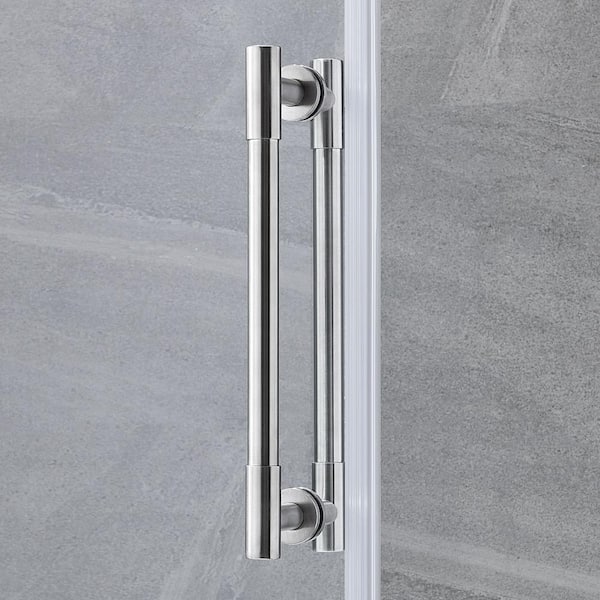 Eva 48 in. x 78.74 in. Sliding Frameless Shower Door in Brushed Nickel