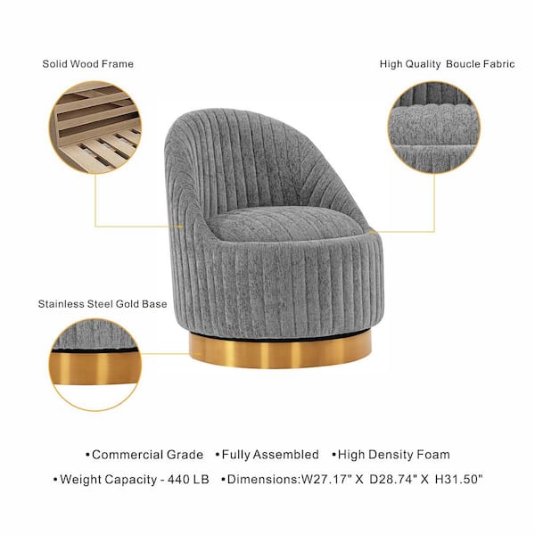 Manhattan Comfort Modern Leela Swivel Boucle Accent Chair in Grey - Set of 2