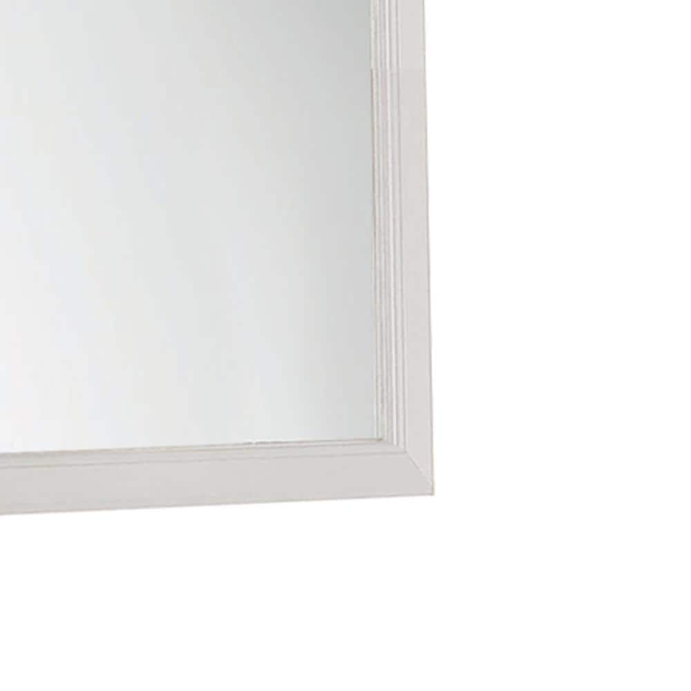 Luxurious Louis Philippe White Rectangular Wood Mirror