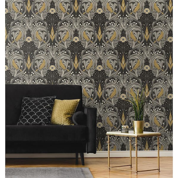 ALL DECORATIVE DESIGN Decorative Grey, Gold Wallpaper
