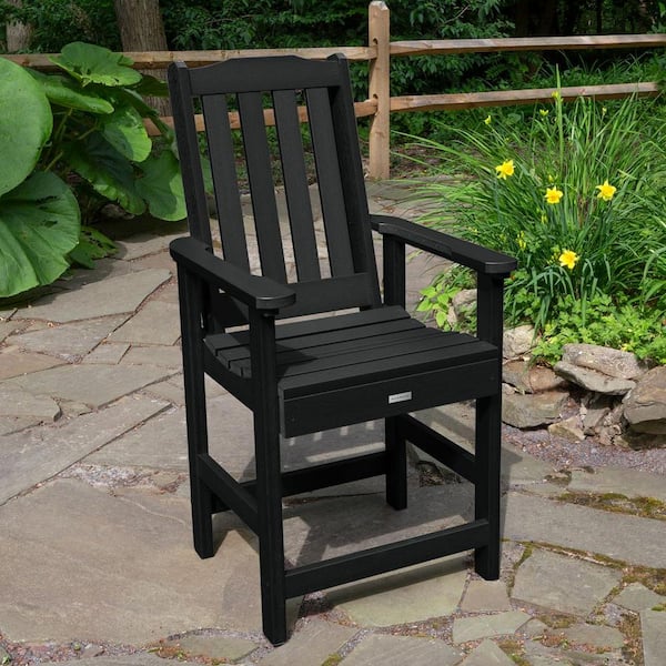 Lehigh Black Counter-Height Recycled Plastic Outdoor Dining Arm Chair