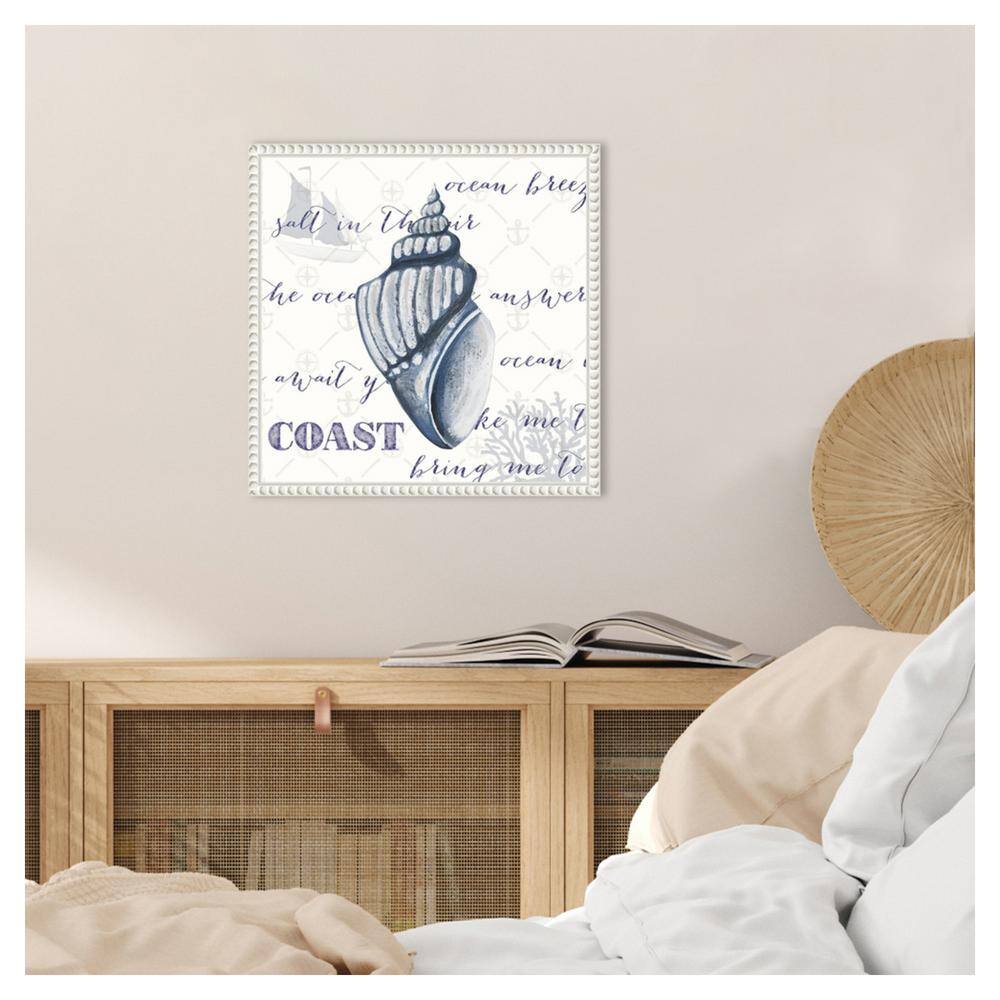Indigo Ocean Treasures III Coastal Canvas Art with White Floater Frame