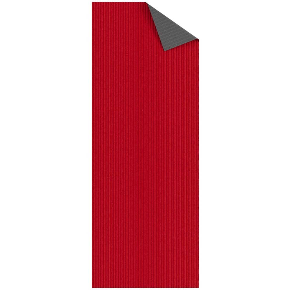 Red Non-Slip Synthetic Runner Rug for Hallways