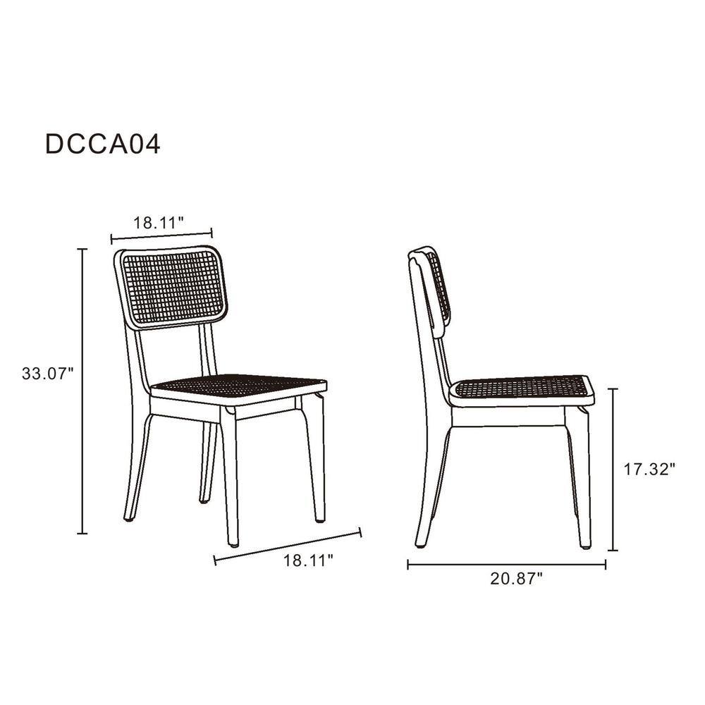 Giverny Natural Ash Wood and Rattan Armless Dining Chair