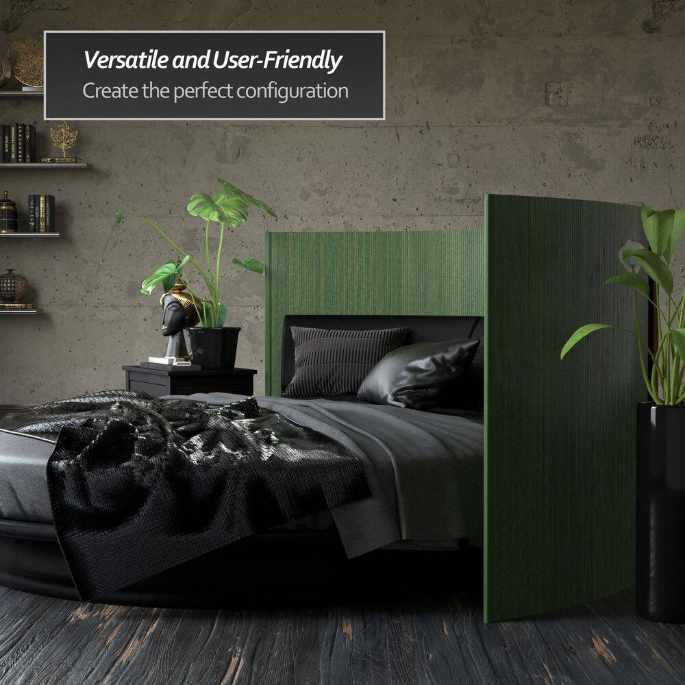 Sage Green Bamboo Wave Room Divider, 48" Height