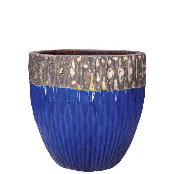 Unbranded 15 in. Rain Pot - Volcanic Rust over Falling Blue