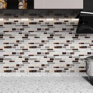 12 in. x 12 in. Brown Vinyl Backsplash for Kitchen, Peel and Stick Wall Tile (10 sq. ft./10-Pack)