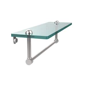 16 in. L x 5 in. H x 5 in. W Clear Glass Vanity Bathroom Shelf with Towel Bar in Polished Chrome