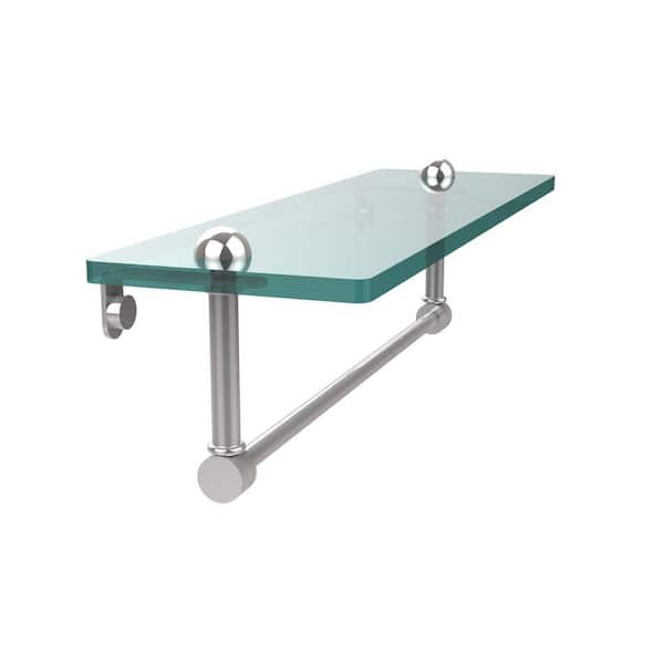 Allied Brass 16 in. L x 5 in. H x 5 in. W Clear Glass Vanity Bathroom Shelf with Towel Bar in Polished Chrome