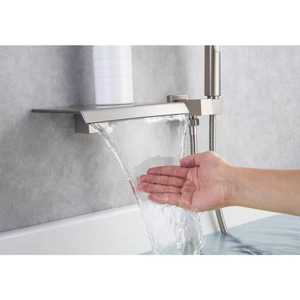 Dimakai Single-Handle 1-Spray Wall-Mounted Tub Faucet with 2 GPM Handheld  Shower in Brush Nickle (Valve Included) LYJ-7014-BN - The Home Depot