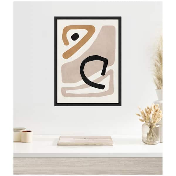 Sylvie "Neutral Abstract 1 Minimal Modern Art" by July Art Prints Black Framed Art Print 18 in. x 24 in.
