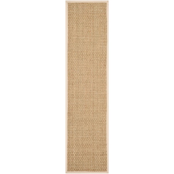 Natural Fiber Tan/Beige 3 ft. x 10 ft. Border Runner Rug