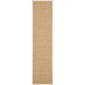 Natural Fiber Tan/Beige 3 ft. x 12 ft. Border Runner Rug