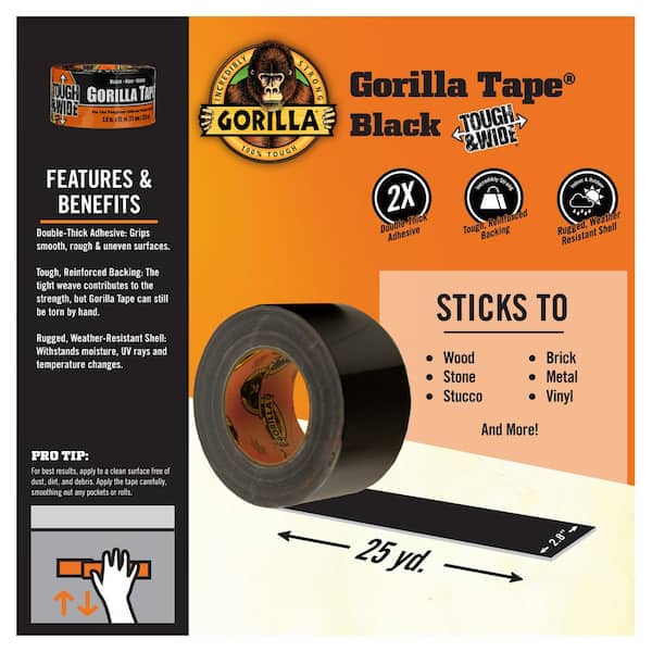  Gorilla Tough & Wide Duct Tape, 2.88 x 25 yd, White, (Pack of  1) : Office Products