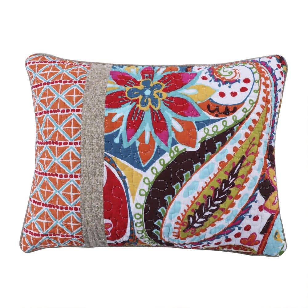 Vibrant Ikat Paisley 14x18in Multicolor Decorative Pillow
