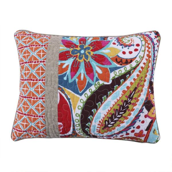 LEVTEX HOME Rhapsody Multicolor Global Print Quilted 14 in. x 18 in. Throw Pillow