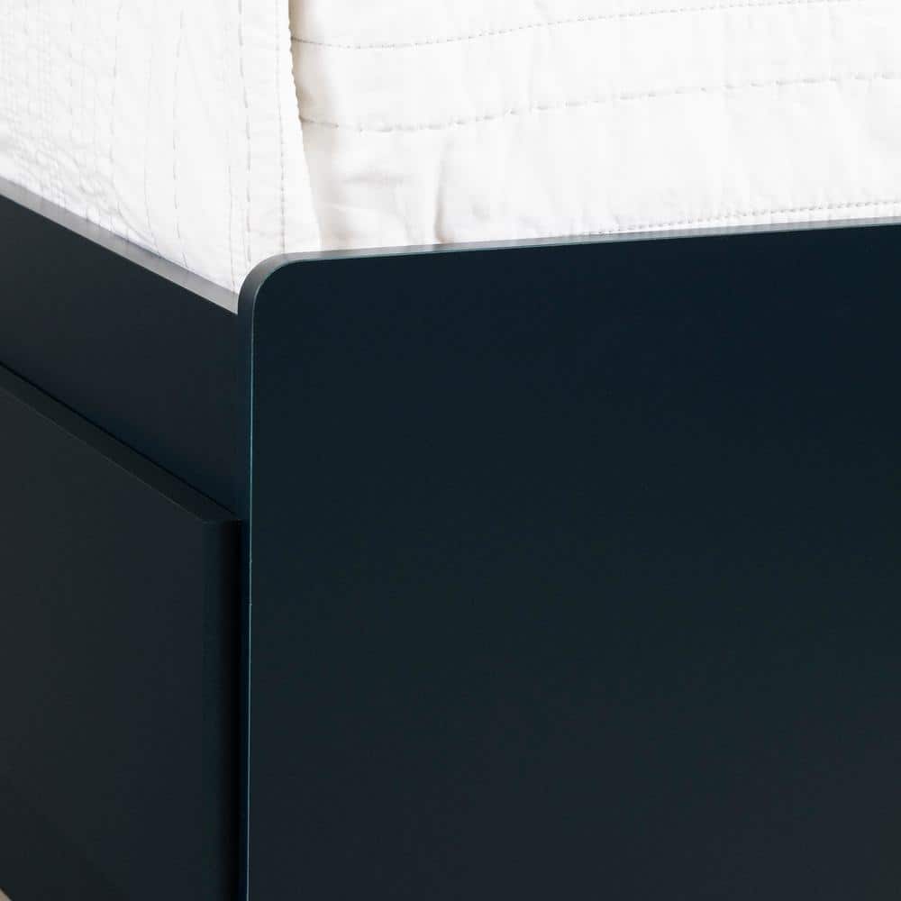 Navy Blue Twin Wood Frame Platform Bed with 3 Drawers