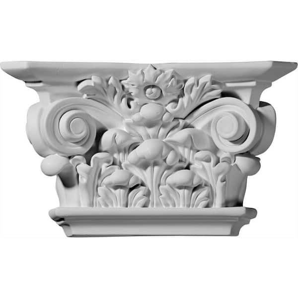 Ekena Millwork 10-1/2 in. x 3 in. x 6-1/8 in. Primed Polyurethane Acanthus Leaf Capital