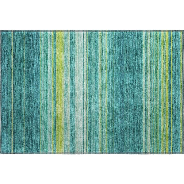 Mayfield Premium Machine Washable Abstract AMF979 Teal 1 ft. 8 in. x 2 ft. 6 in. Area Rug