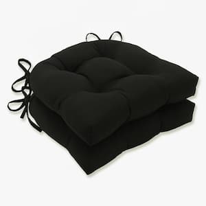 Solid 17.5 in. x 17 in. Outdoor Dining Chair Cushion in Black (Set of 2)