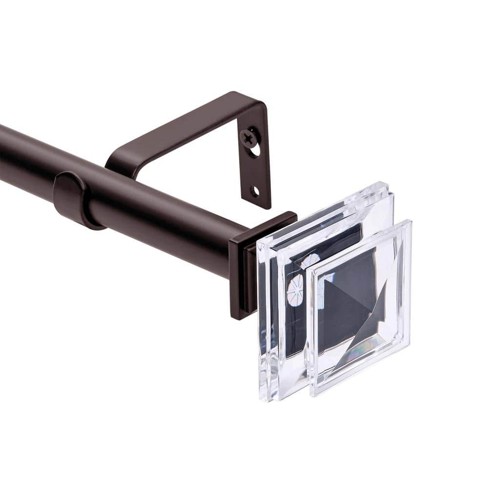 Adjustable Oil Rubbed Bronze Curtain Rod with Crystal Finials