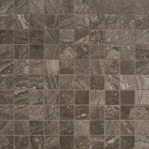 Sereno Earth Brown 11.81 in. x 11.81 in. Matte Porcelain Mosaic Floor and Wall Tile (0.96 sq. ft./Each)