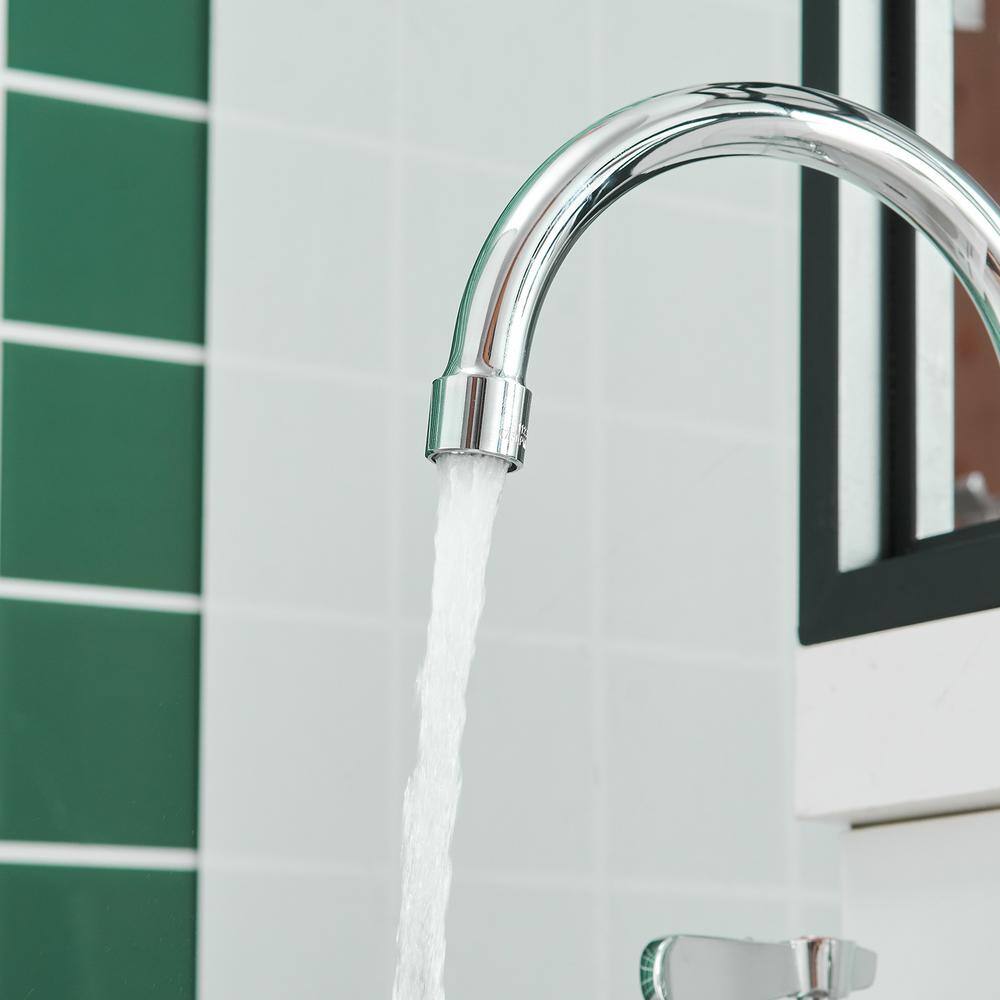 Polished Chrome Double Handle Wall Mount Kitchen Faucet