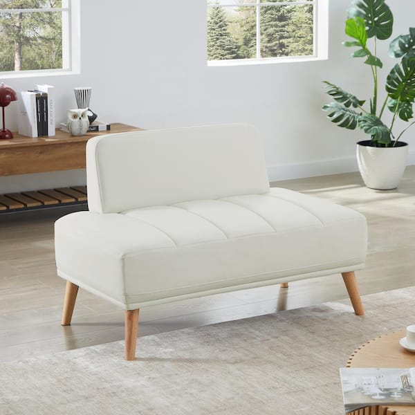 Unbranded Beige 45 in. W Bedroom Bench,End of Bed Bench,Upholstered 2 Seater Sofa Couch,Ottoman Bench,Stool Footrest Window Bench